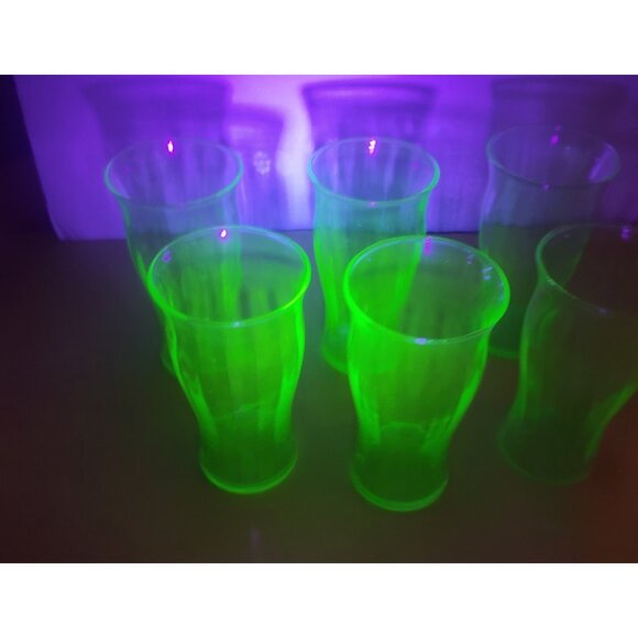 Vintage Vaseline Uranium Green Glass Tumblers set of 6 Libbey - Picture 10 of 11